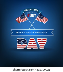 4th of July - Abstract Flag Design - Independence Day in the United States of America