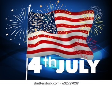 4th of July - Abstract Flag Design - Independence Day in the United States of America