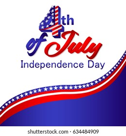 4th of July - Abstract Flag Design - Independence Day in the United States of America