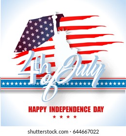 4th of July - Abstract Flag Design - Independence Day in the United States of America
