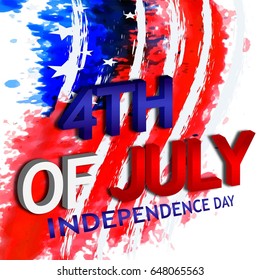 4th of July - Abstract Flag Design - Independence Day in the United States of America