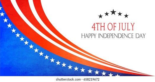 4th of July - Abstract Flag Design - Independence Day in the United States of America