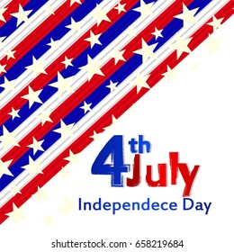 4th of July - Abstract Flag Design - Independence Day in the United States of America