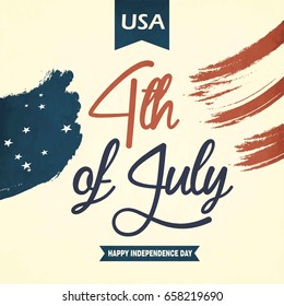 4th of July - Abstract Flag Design - Independence Day in the United States of America