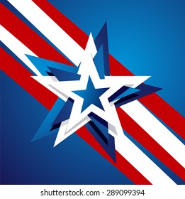 4th July abstract star blue white red background