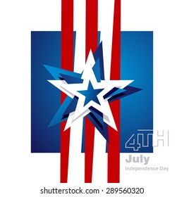 4th July abstract star logo blue white background