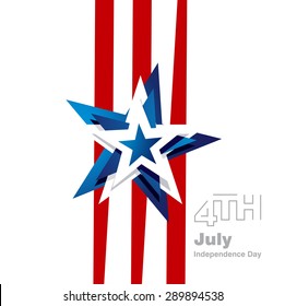 4th July abstract star logo white background