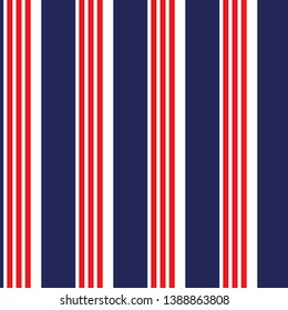 4th of July Abstract stripe Seamless Pattern, colored as USA Flag. Vector Illustration of stripes Background for Celebration Holiday American President Day, memorial day eps 10