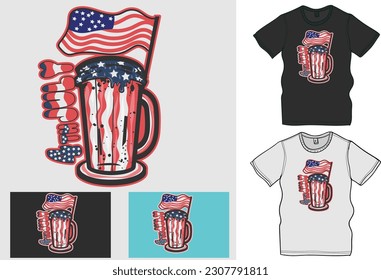 4th July of America, Celebrating with beer, The Ultimate Collection of Independence Day T-Shirt Designs, Celebrate 4th of July in Style