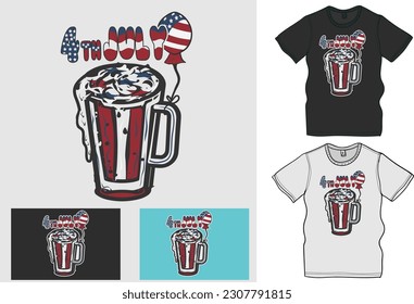 4th July of America, Celebrating with beer, The Ultimate Collection of Independence Day T-Shirt Designs, Celebrate 4th of July in Style