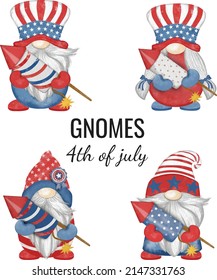 4. Juli Amerikanische Unabhängigkeit Gnomes Figur Digital Malerei Aquarell