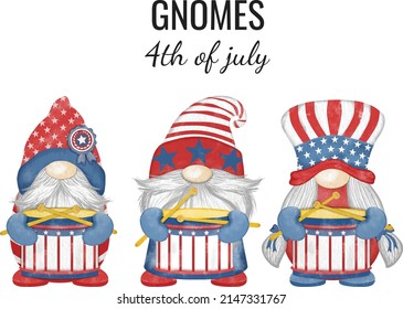 4 de julio de la independencia de américa Gnomes personaje pintura acuarela digital