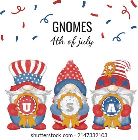 4. Juli Amerikanische Unabhängigkeit Gnomes Figur Digital Malerei Aquarell