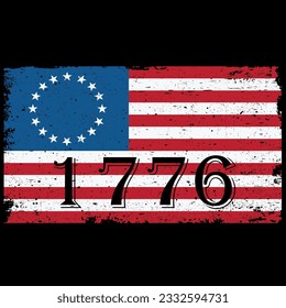 4. juli american flagge 1776 Retro-T-Shirt-Design