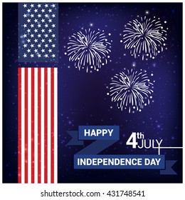 4th of july American flag background for Independence Day beautiful fireworks in background