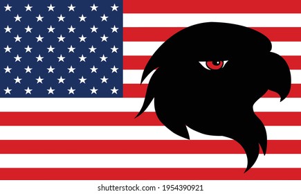 4th of July American flag eagle head vector backhground