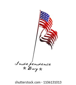 4th of July - American Flag Independence Day, Hand Drawn Sketch Vector illustration.