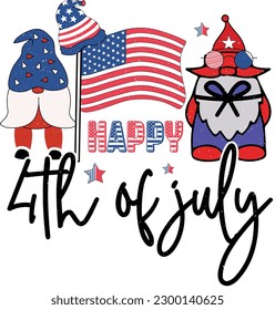 4th of July American Flag Inserted Sublimation Print Graphics for Print on Demand Industry and Printing Business. Red Blue USA Patriotic Symbol on White Background to Celebrate Independence Day.