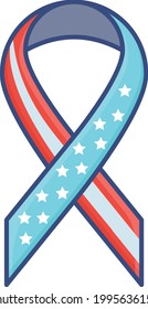 4th july american flag printed cross ribbon Concept Vector Icon Design, US Independence Day Symbol, USA federal holiday Sign, Memorial or Patriot Day Stock illustration