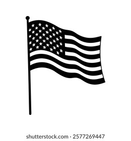 4th July American flag silhouette vector.