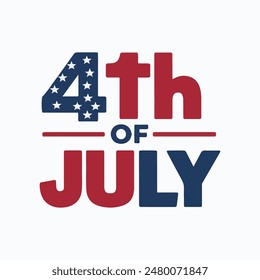 4th of july with american flag text with with white backgroind