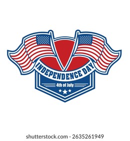 4th July American Flags Emblem.