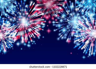 4th of July, American Independence Day celebration Flyer, Banner, Template or Invitation design with National Flag and Sparkling Fireworks.