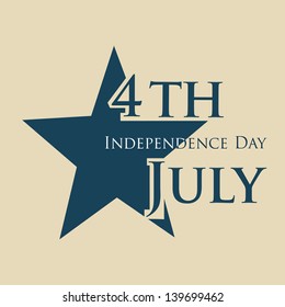 4th of July, American Independence Day with star on brown background.