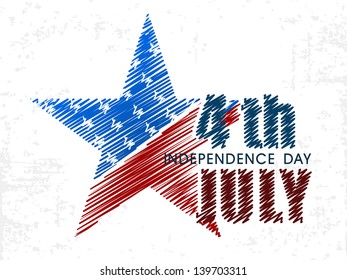4th of July, American Independence Day grungy background with star in national flag colors..