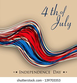 4th of July, American Independence Day concept with national flag colors wave on brown background.