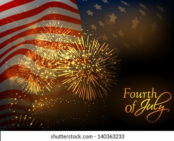 4th July, American Independence Day celebration background with waving national flag.