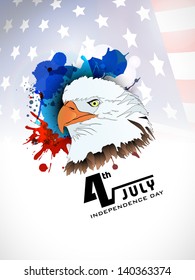 4th July, American Independence Day concept with national bird eagle on flag background.