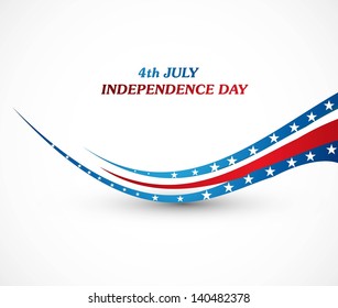 4th july american independence day creative wave white background