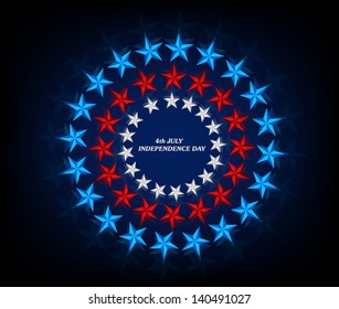 4th July American Independence Day star blue background vector illustration