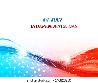 4th july american independence day flag celebration wave background vector