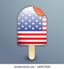 4th of July, American Independence Day concept with a ice cream in national flag color.