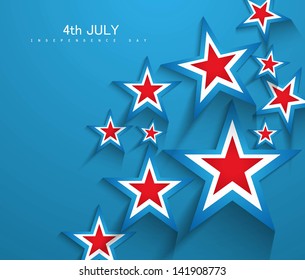 4th of July American Independence Day stars in American Flag blue background vector