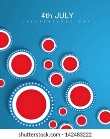 4th of July American Independence Day circle in American Flag blue background vector