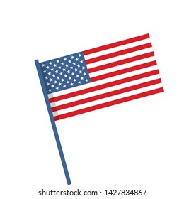 4th of July. American Independence Day. United States flag. USA flag on isolated white background American symbol. Vector Illustration