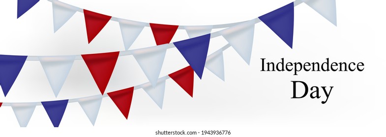 4th of July, American Independence Day celebration greeting card with bunting in national flag color