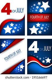 4th of July, American independence day background set 