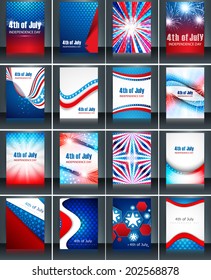 4th of july american independence day collection card set celebration template brochure presentation vector