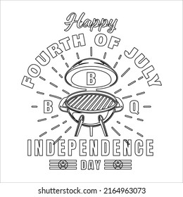 4th Of July American Independence Day Coloring Page Or American Flag For Kids And Adults Vector Illustration