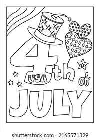 4th Of July American Independence Day Coloring Page For Kids And Adults, 4th July Coloring Page