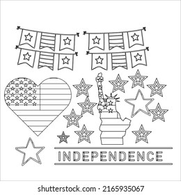 4th of July American Independence Day coloring page for kids and adults, 4th July coloring page