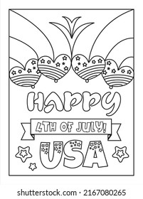 4th Of July American Independence Day Coloring Page For Kids And Adults
