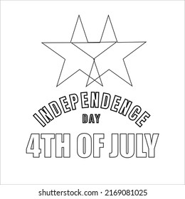 4th of July American Independence Day coloring page or American flag for kids and adults Vector Illustration
