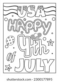 4th of July American Independence Day coloring page for kids and adults, 4th July coloring page