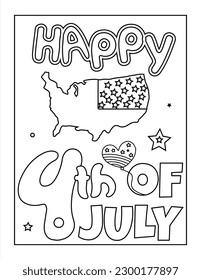 4th of July American Independence Day coloring page for kids and adults, 4th July coloring page