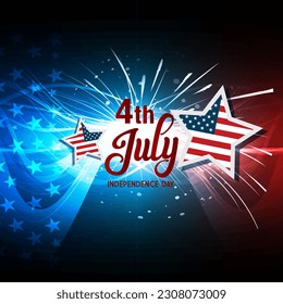 4th of july american independence day background banner with abstract gradient blue and red design